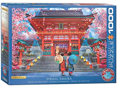 Puzzel met Tempel en Boeddha - Schilderij van Aziatische Cultuur