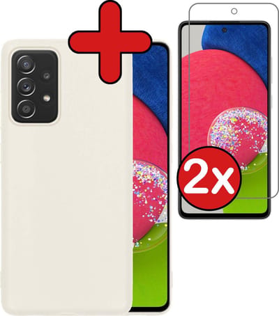 Hoesje - Met 2x Screenprotector - Geschikt voor Samsung Galaxy A52s 5G - Sterk & Shockproof - Telefoon Hoes - Back Cover - Siliconen Case - Telefoonhoes - Wit