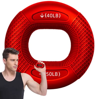 Siliconen Vingertrainer Ring – Hand- en Polsversterker, Spiertrainer Vingers en Pols, Carpaal Expander, Fitness Oefeningen, Workout, Gym, Revalidatie - Rood