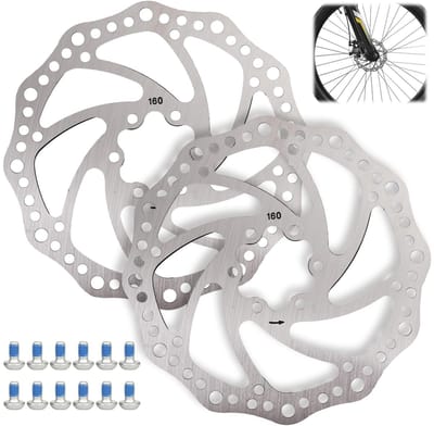 Dailygoods- Remschijf 160 mm - Roestvrij Stalen Fietsremschijf - Set van 2 - Inclusief 12 Schroeven - Eenvoudig te Installeren - Hoge Hardheid - Schijfrem