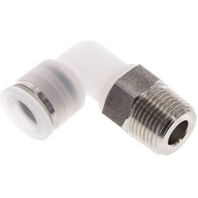 10mm x R3/8'' 90 graden L-verbinding PA/RVS Insteekfitting Buitendraad Draaibaar EPDM/PTFE