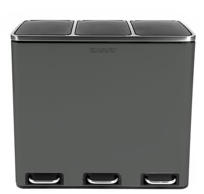 Floordirekt Afvalbak Keuken Felix - 3 x 18 L - Antraciet - 2-Voudig Afvalscheidingssysteem - Pedaalemmer Keuken - Soft-Close & Luchtdicht - Kunststof Binnenemmer - Met Klapdeksel
