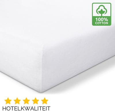 Droomtextiel Molton Hoeslaken - Matrasbeschermer - 90x210 cm - 100% Katoen - Hoge hoek - Hoogwaardige Kwaliteit