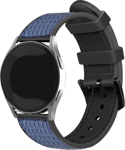 Strap-it Nylon hybrid bandje - geschikt voor Samsung Galaxy Watch 7 (40 & 44mm) / Galaxy Watch 6 (Classic) / Watch 5 / Watch 5 Pro / Watch 4 (Classic) / Watch FE - nylon / siliconen horlogeband voor Galaxy Watch 4-5-6 alle varianten - blauw
