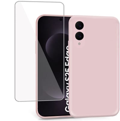 ChiGuard Hoesje & Screenprotector geschikt voor Samsung Galaxy S25 Edge Hoesje Screenprotector - Gehard Glas Cover + Shock Proof Case - Rose