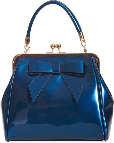 Banned Handtas American Vintage Blauw - Mooie Lak-tas met strik - (bxhxd) ca. 25cm x 25cm x 11cm
