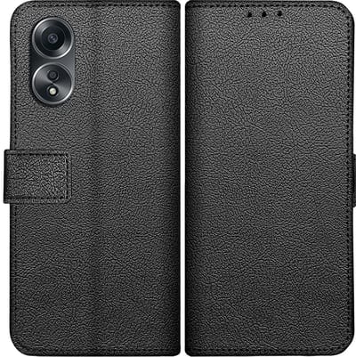 Cazy hoesje geschikt voor Oppo A58 (4G) Hoesje met Pasjeshouder - Bookcase Classic - Zwart
