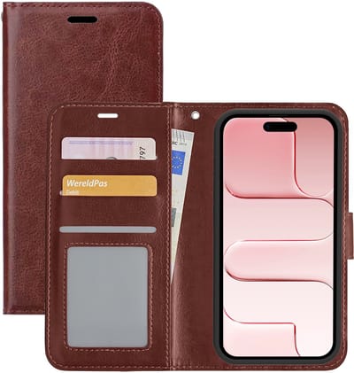 Hoesje - Met Pasjeshouder - Geschikt voor Apple iPhone Air - Luxe Bookcase Portemonee - Flip Case - Kunstleer Book Case - Flipcase - Book Cover - Walletcase - Portemonneehoes - Bruin