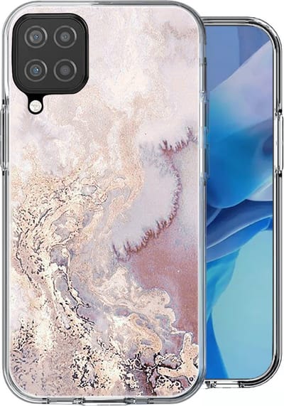 Hoesje geschikt voor Samsung Galaxy A12 - Siliconen Shock Proof Case Back Cover Hoes Marmer Roze