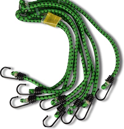Spinbinder 80 cm Ø 10 mm - Groen met Zwarte Strepen - 8 Elastische Armen & Haken - Bagagespin voor Veilig Vervoer op Fiets, Motor & Auto