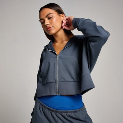 MP Tempo gecropte hoodie met rits voor dames - Middernachtzwart - XS