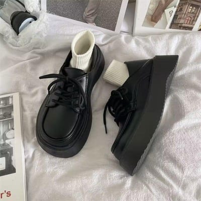 Chaussures en cuir de style britannique pour femmes, nouvelle plate-forme de printemps et d'automne augmentant la hauteur, pompes japonaises Mary Jane à grosse tête 40