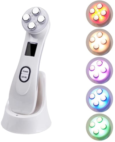 RF & EMS Gezichtsmassage Apparaat met 6-Kleuren LED Lichttherapie – Anti-Aging Gezichtsverzorging – Huidversteviging, Gezichtslifting & Rimpelvermindering