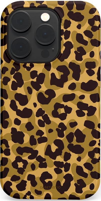 Casetastic hoesje geschikt voor Apple iPhone 14 Pro - MagSafe - Dubbellaagse bescherming - Jungle Panter - Fashion Case - Zwart Crème Beige