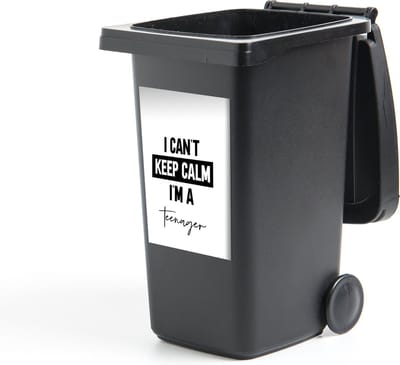 Container sticker Kids - Spreuken - Zwart - Wit - Quotes - I can't keep calm i'm a teenager - 40x60 cm - Kliko sticker