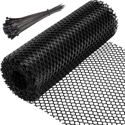 Duurzaam Plastic Gaas voor Tuin en Dieren, 0.4 m x 6 m, Kippen- en Konijnenafscherming met 40 Kabelbinders voor Bescherming en Groei