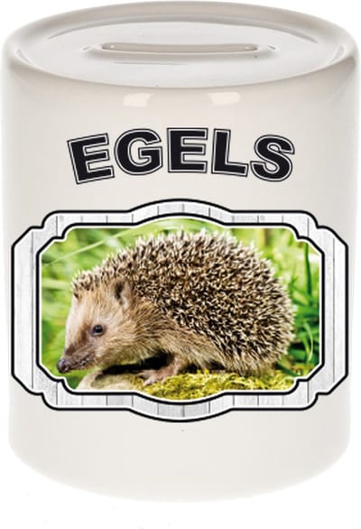 Dieren liefhebber egel spaarpot 9 cm jongens en meisjes - keramiek - Cadeau spaarpotten egels liefhebber