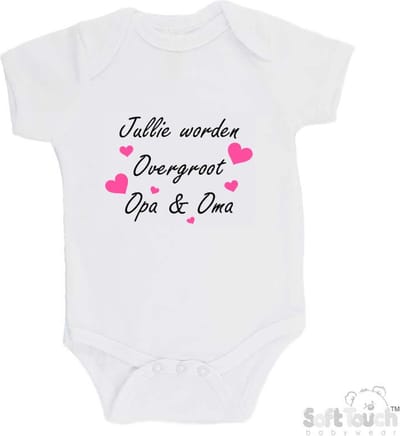 100% katoenen Romper "Jullie worden overgroot opa & oma" Unisex Katoen Wit/zwart/roze Maat 62/68 Zwangerschap aankondigen - Bekendmaking zwangerschap - Zwangerschapsaankondiging