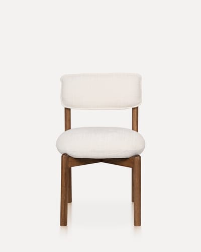 Luxe Houten Eetkamerstoel met Stoffen Zitting – Premium Comfort – SET VAN 2 -Rubberhout Frame – Scandinavisch Design- Walnut Cream