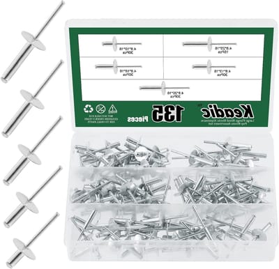 135-delige assortiment van grote flens blinde klinknagels in 5 maten, ideaal voor metaalbewerking, constructie en reparaties, met een flensdiameter van 16 mm