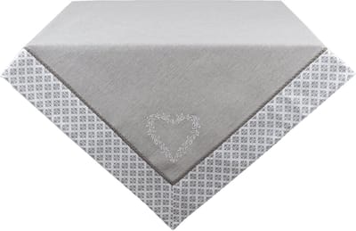 Clayre & Eef Tafelkleed 130x180 cm Grijs Wit Katoen Rechthoek Harten Ruiten Tafellaken