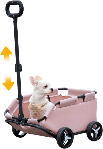 Dieren Wandelwagen - Draagsysteem Huisdier - Comfortabel Transport - Eenvoudig Inklapbaar - 58 x 41 x 16 cm - Roze