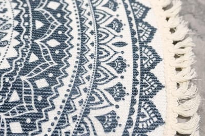 Famanu – Boho rond katoenen tapijt mandala patroon wasbaar met kwastjes 60 cm