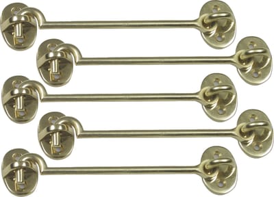 AMIG windhaak / windhaken - 5x - messing - goudkleur - L12.5 cm - D5 mm - met schroefoog