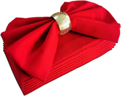 Set van 6 Katoenen Servetten, Herbruikbare Tafellakens voor Dagelijks Gebruik, Perfect voor Feestdagen zoals Kerst en Thanksgiving (Rood)