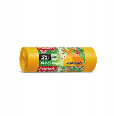 Paclan Bunny Bags - Gele Vuilniszakken - 35l - 20 stuks - Sterk Polyethyleen