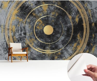 Wallfluent Zelfklevend Behang - Kosmische dynamiek Zelfklevend fotobehang - 416x254 cm - Zwart Zelfklevend Behang - Peel-and-stick techniek - Voor de woonkamer, voor het kantoor, voor de hal Zelfklevend Behang