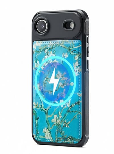 Casemania Hoesje Geschikt voor Apple iPhone 17 Air - Amandelbloesem van Print - Van Gogh - Magnetisch Kunstleren Back Cover - Telefoonhoesje Geschikt voor MagSafe