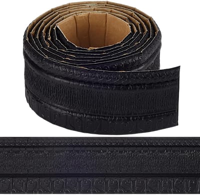 2,3mx8cm Zelfklevende Peel and Stick Muurdecoratie Zwart Kroonlijst Zelfklevende Flexibele 3D Sokkel Lijst Spiegel Plakband Muurrand Basis Lijnen Foam voor Hotel Thuis Badkamer DIY Decor