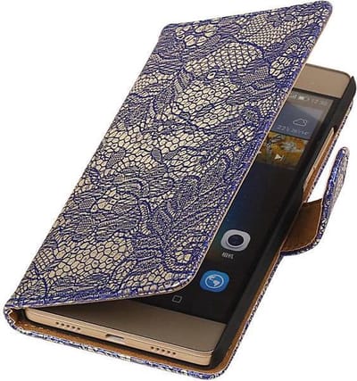 Donkerblauw bloem design bookcase voor Samsung Galaxy A3 2016 hoesje