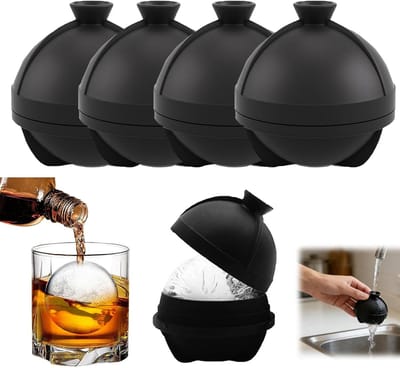 VHV - IJsbalvorm - voedselveilige siliconen katvorm 4 stuks - met deksel, makkelijk lossen - voor whisky, cocktails, koffie en drankjes