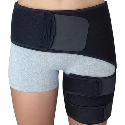 Lies Heupbrace Dijsteun Compressiewrap Riem Verstelbaar Sport Bescherming voor Hamstringspieren Gewrichten Bodybuilding Vrouwen Mannen zwart