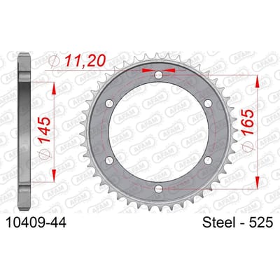 Stalen tandwiel Afam 525 44 dents