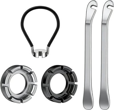 Complete Fietsonderhoudset met 5 Stukken, Inclusief Spaken, Universele Spaakmoeren en Bandenheffers voor Fietsen, MTB en E-Bikes
