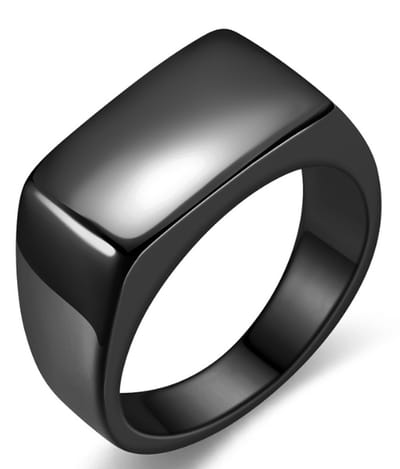 Zegelring Heren – Zwarte Zegelring Heren – Tungsten Ring Heren – Stalen Zwarte Ring – Luxe Heren Ring – Mauro Vinci® – Maat 11