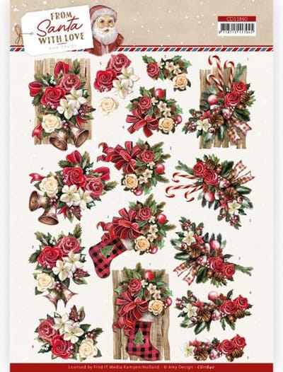 3D Cutting Sheet ( knipvel)- Amy Design - From Santa with Love - Red Bow 1 stuks