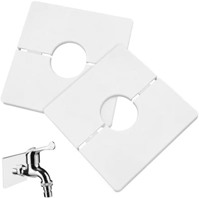 Set van 2 Zelfklevende PVC Wandafdekkingen, Vierkante Rozenplaten van 28mm voor het Afdekken van Draden, Kranen en Boren in Muren (Wit)