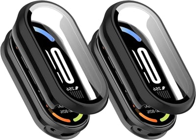 Beschermhoes voor Smart Band 10 - 2 Stuks, 9H Hardheid, Glas Screen Protector en Schokbestendige Rand, Anti-Kras Beveiliging voor Wearable Technologie - Zwart+Zwart
