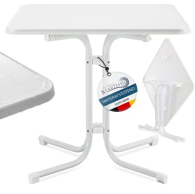 Beautissu Bistrotafel Buiten 60x60 cm Waterdicht – Inklapbare Vierkante Tuintafel Terrastafel Balkontafel – Campingtafel Statafel Eettafel – Hoogte 70 cm – Wit – Bistroni