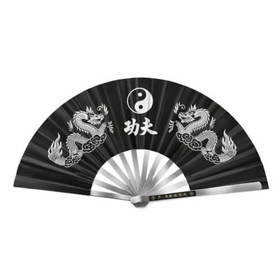 Store_7 - Tai Chi Martial Fan - Opvouwbare Handventilator - Zwart - Roestvrijstalen Kung Fu Ventilator - Geschikt voor Volwassenen - Uniseks