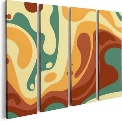 Artaza Canvas Schilderij Vierluik Abstracte Kunst - Organische Kleurrijke Vormen - 80x60 - Foto Op Canvas - Canvas Print
