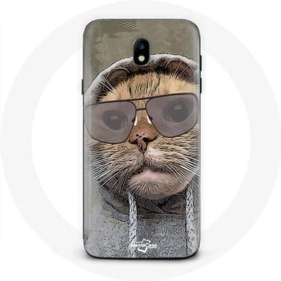 Coque Samsung Galaxy J3 2017 Chat avec une capuche photo drole Animaux
