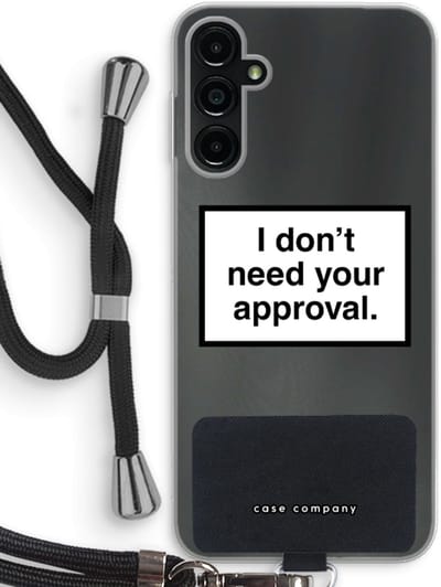 Case Company® - Hoesje met koord geschikt voor Samsung Galaxy A14 hoesje met Koord - Don't need approval - Telefoonhoesje met Zwart Koord - Bescherming aan alle Kanten en Over de Schermrand