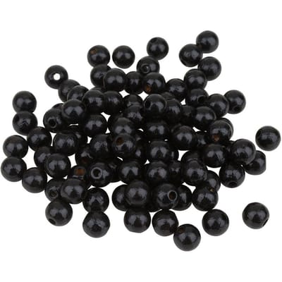 Houten kralen, Ø 8 mm, 85 stuks - Zwart