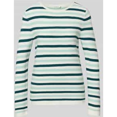 Tom Tailor - Gebreide trui van katoen - Maat XXL - mint green beige stripe