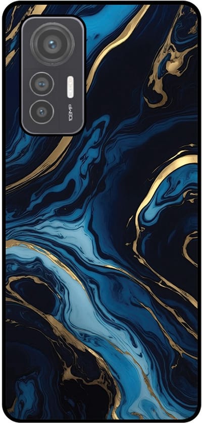 Smartphonica Telefoonhoesje Geschikt voor Xiaomi 12 Lite met marmer opdruk - TPU backcover case gold blue marble design - Goud Blauw geschikt voor Xiaomi 12 Lite